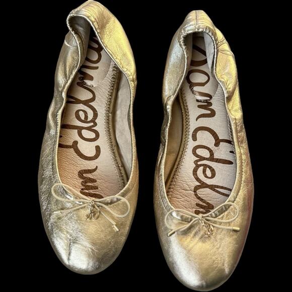 EUC $130 Sam Edelman ICON Metallic Gold Felicia Ballet Flat size 9.5 - Picture 1 of 9